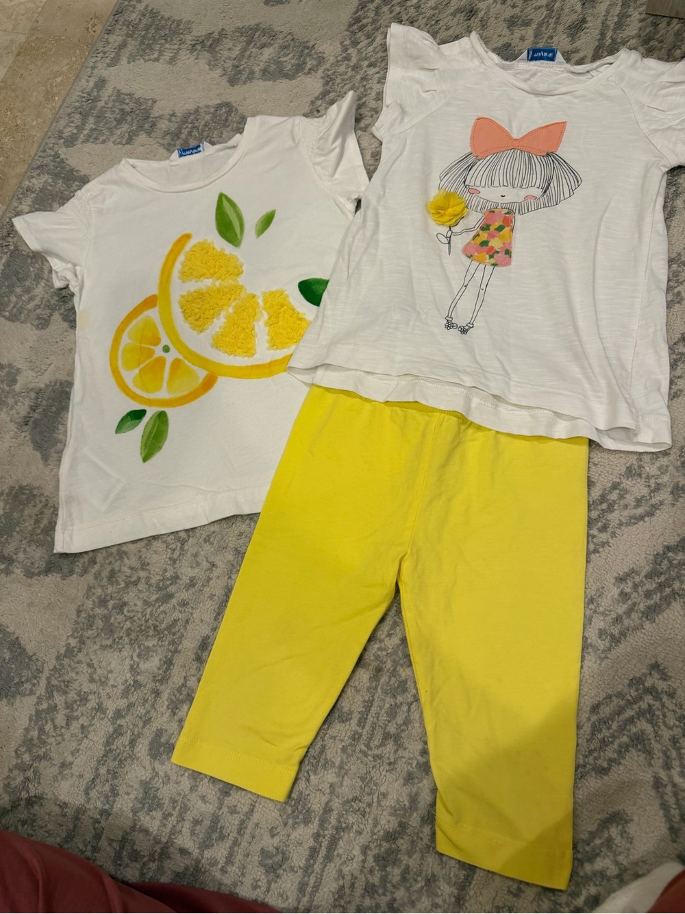 Mayoral White & Yellow Lemon Graphic Pajama Set